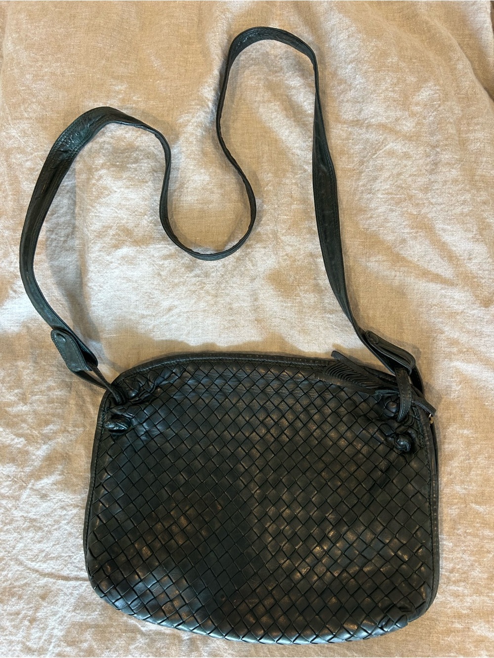 Bottega Veneta Black Intrecciato Leather Crossbody Bag